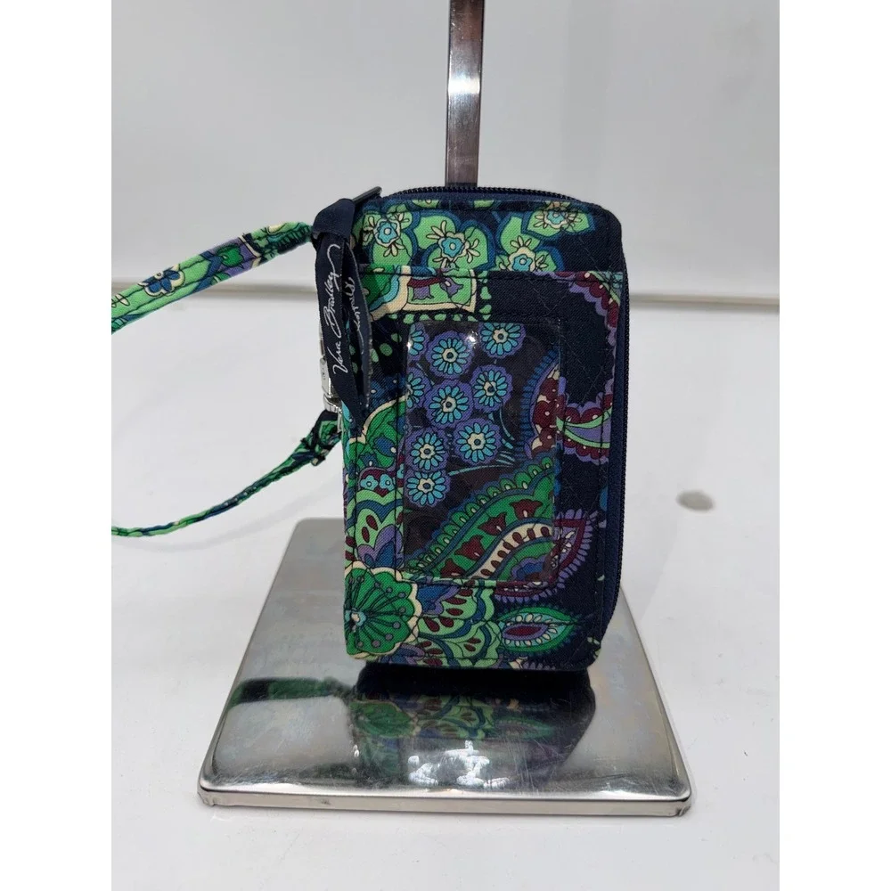 Vera Bradley RFID All In One Crossbody Wallet Blue Green Floral Paisley Wristlet